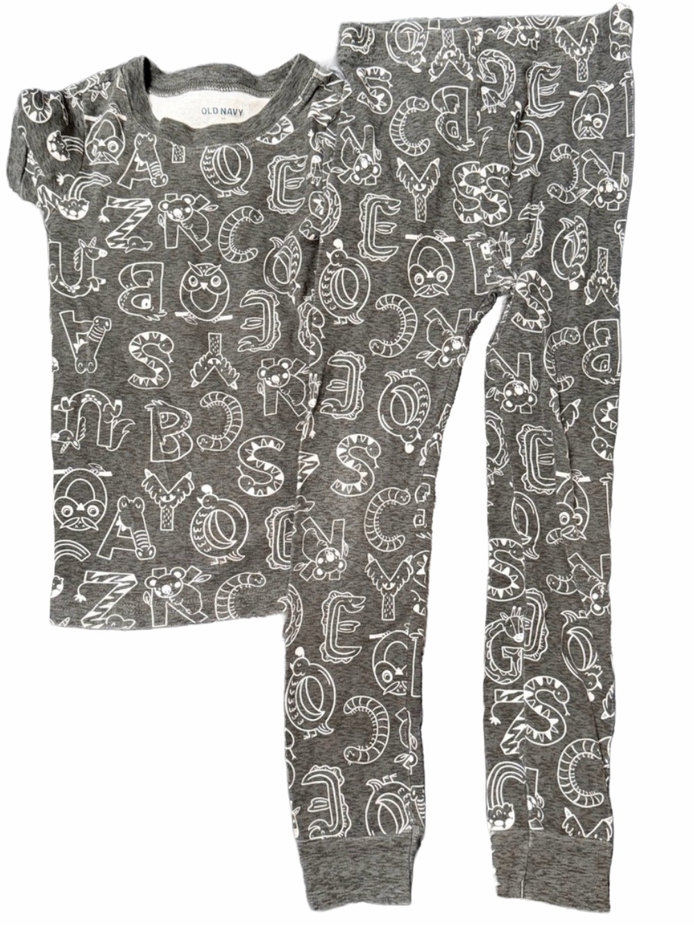 Old Navy Alphabet Pajama Set matching coord-set 100% cotton boys 4T shirt bottom